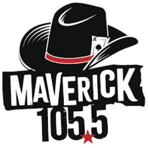 Logo of radio station KMOM 105.5 Maverick FM